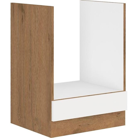 Meuble pour plaque de cuisson VANYA – largeur 60 cm, blanc / chêne lancelot