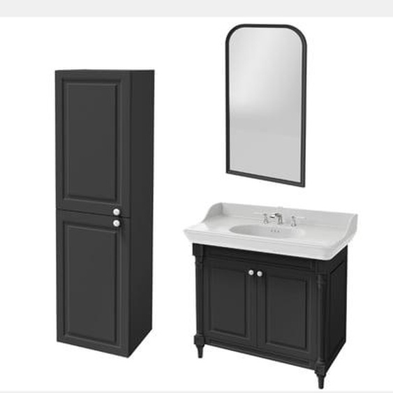 Meuble salle de bain Cléo 1889 + colonne gauche + miroir + mélangeur poignée chromé