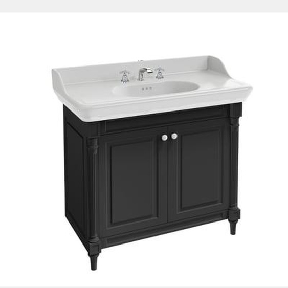 Meuble salle de bain Cléo 1889 plan vasque 3 trous + mélangeur croisillons chromé