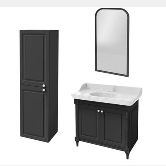 Meuble salle de bain Cléo 1889 plan vasque 3 trous + miroir + colonne gauche