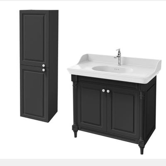 Meuble salle de bain Cléo 1889 plan vasque + colonne gauche + mitigeur lavabo chromé