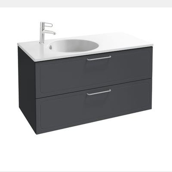 Meuble simple vasque 60 cm Odéon Rive Gauche 2 tiroirs gris anthracite