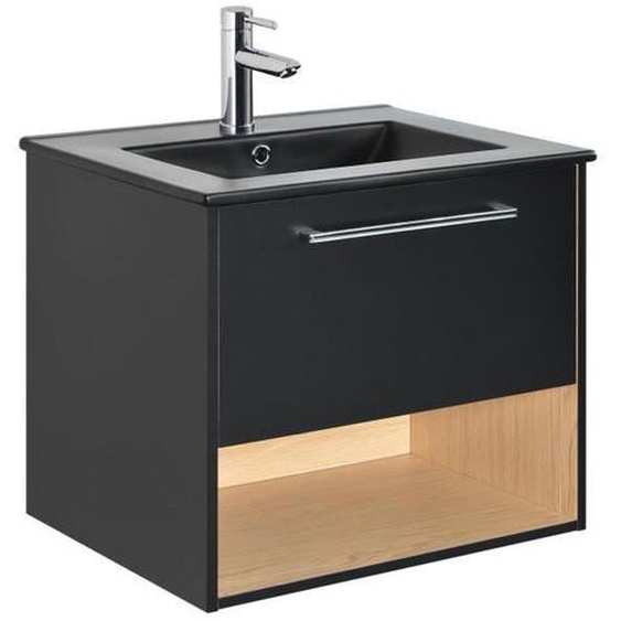 Meuble simple vasque noir 61cm NIKA