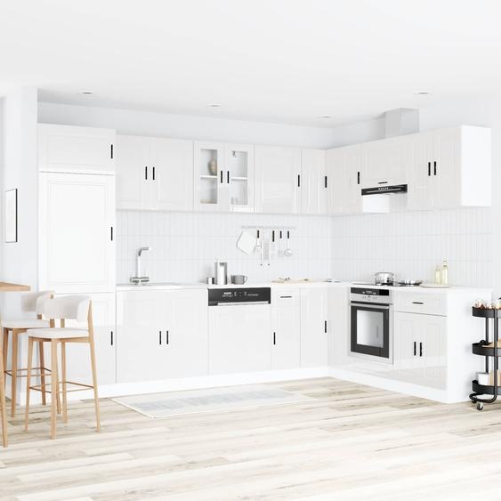 Meuble sous évier Porto 2 pcs Blanc Bois dingénierie