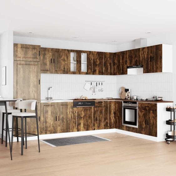 Meuble sous évier Porto 2 pcs Marron Bois dingénierie