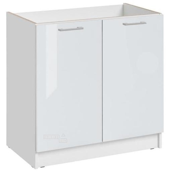 Meuble sous-évier - CUISINEANDCIE - 2 portes - L 80 cm - blanc brillant