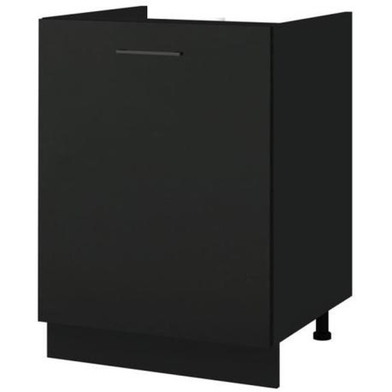 Meuble sous-évier Lovia Noir Mat - CUISINEANDCIE - L 60 cm - Porte avec charnières renforcées et réglables