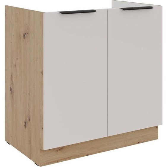 Meuble sous-évier NICOLLA - largeur 80 cm, cachemire / chêne artisanal