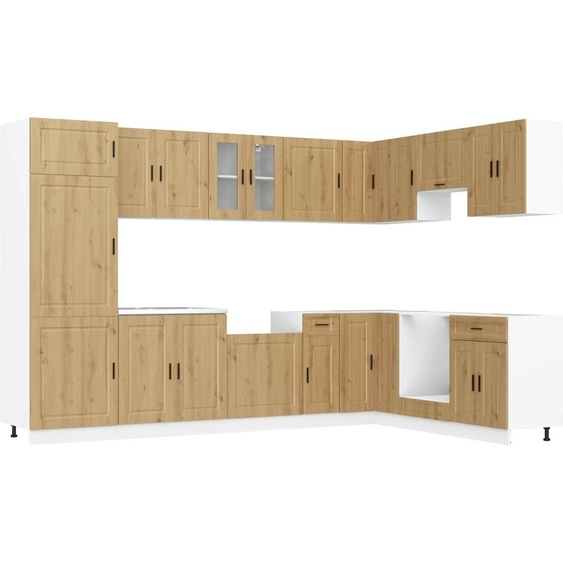 Meuble sous évier Porto 2 pcs Marron Bois dingénierie