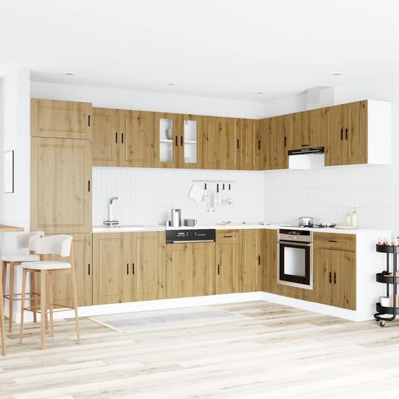 Meuble sous évier Porto 2 pcs Marron Bois dingénierie