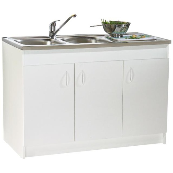 Meuble sous évier SIM blanc 16 mm 2 portes largeur 800mm - NEOVA - S12N02080