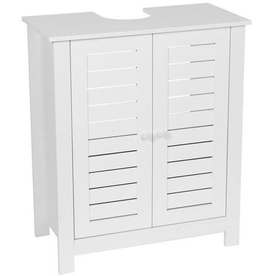 Meuble sous lavabo - TENDANCE - 2 Portes - 1 Etagère - Bois MDF - Blanc - H 70 cm