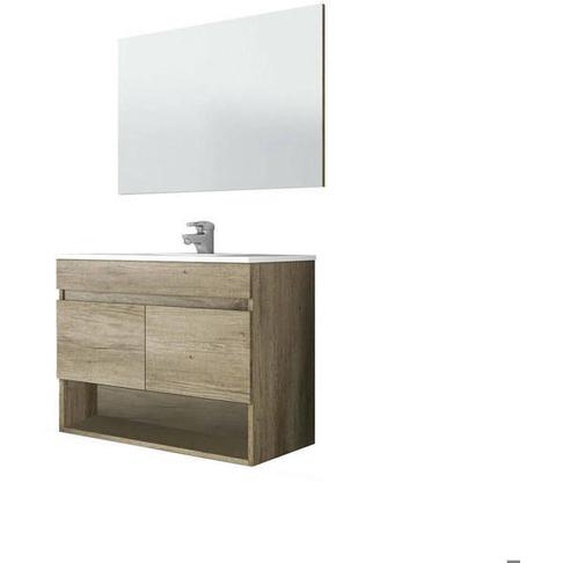 Meuble sous lavabo Dmele - Dmora - Melaminè - Chêne 80x64h45 cm