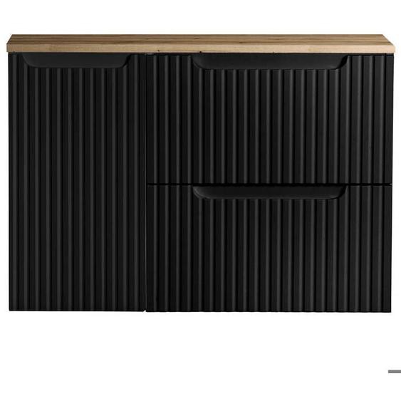 Meuble sous lavabo Newport 80 x 60 x 40 cm noir effet chêne