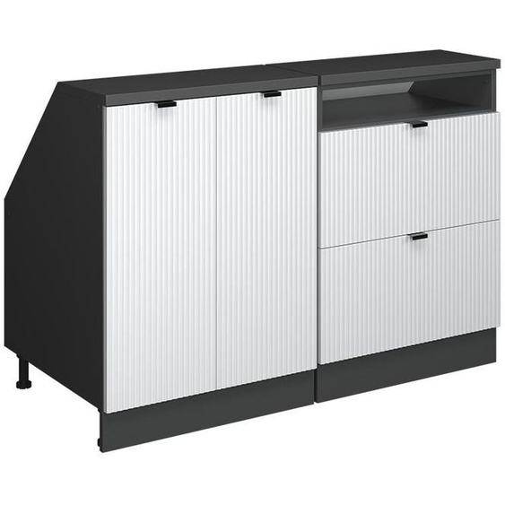 Meuble sous pente Vicco R-Line Blanc cannelé 120cm Lot de 2 caissons 60 cm de profondeur, Model 60642
