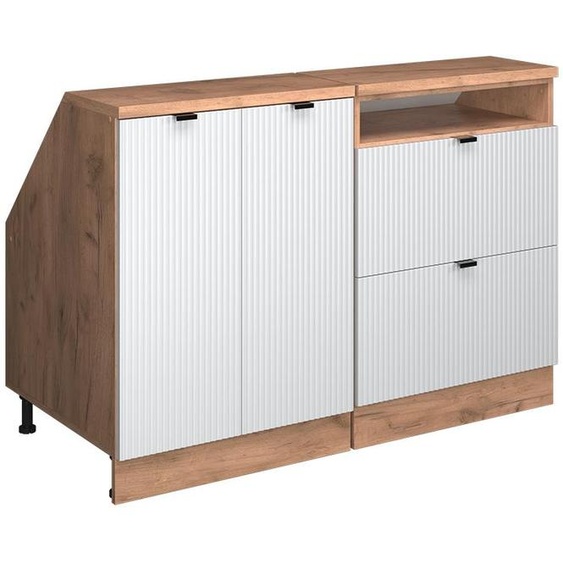 Meuble sous pente Vicco R-Line Blanc cannelé 120cm Lot de 2 caissons 60 cm de profondeur, Model 60644