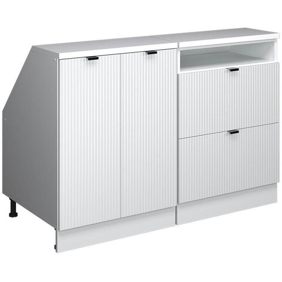 Meuble sous pente Vicco R-Line Blanc cannelé 120cm Lot de 2 caissons 60 cm de profondeur, Model 60646