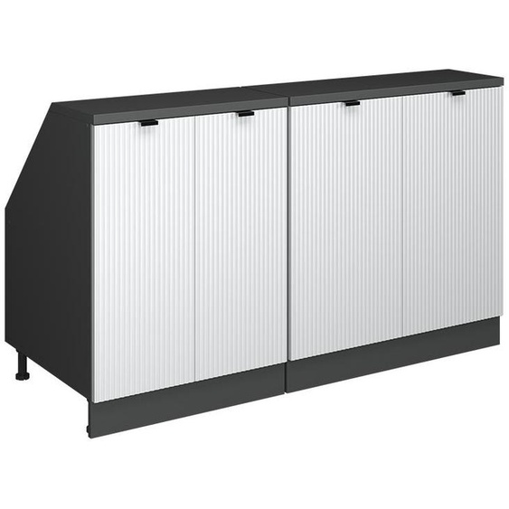 Meuble sous pente Vicco R-Line Blanc cannelé 140cm Lot de 2 caissons 60 cm de profondeur, Model 60648