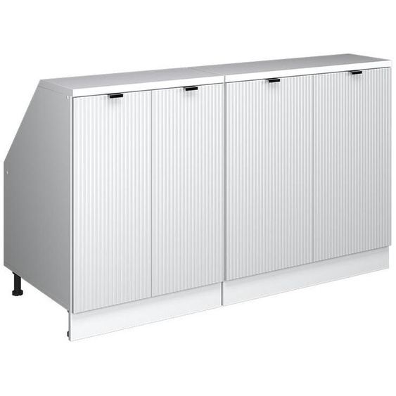 Meuble sous pente Vicco R-Line Blanc cannelé 140cm Lot de 2 caissons 60 cm de profondeur, Model 60652