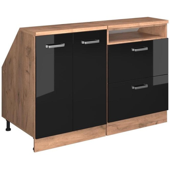 Meuble sous pente Vicco R-Line Noir Haute brillance 120cm Lot de 2 caissons 60 cm de profondeur, Model 60173