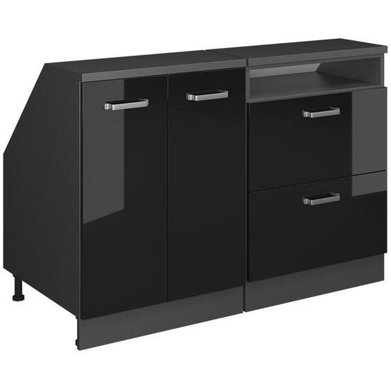 Meuble sous pente Vicco R-Line Noir Haute brillance 120cm Lot de 2 caissons 60 cm de profondeur, Model 60443