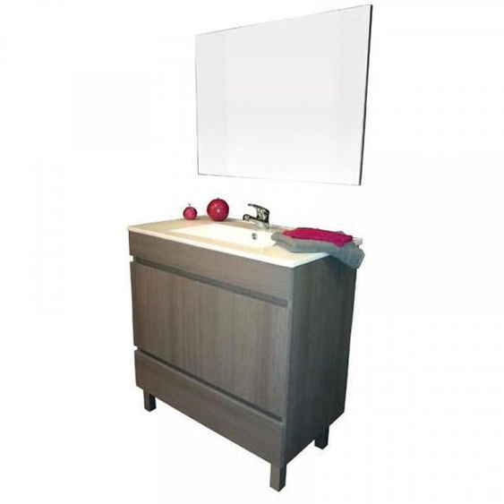 Meuble sous vasque 1 tiroir 2 portes 80 cm Marron - BOMBA - Bois - L 81.5 x l 46.5 x H 83