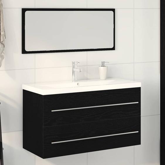 Meuble sous-vasque avec lavabo avec tiroir 3 pcs Chêne noir