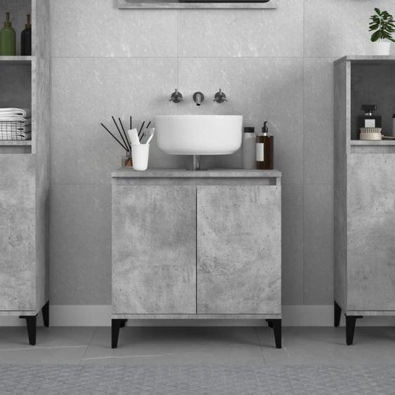 Meuble sous vasque, gris béton, 58x33x60 cm, fabriqué en panneaux de particules