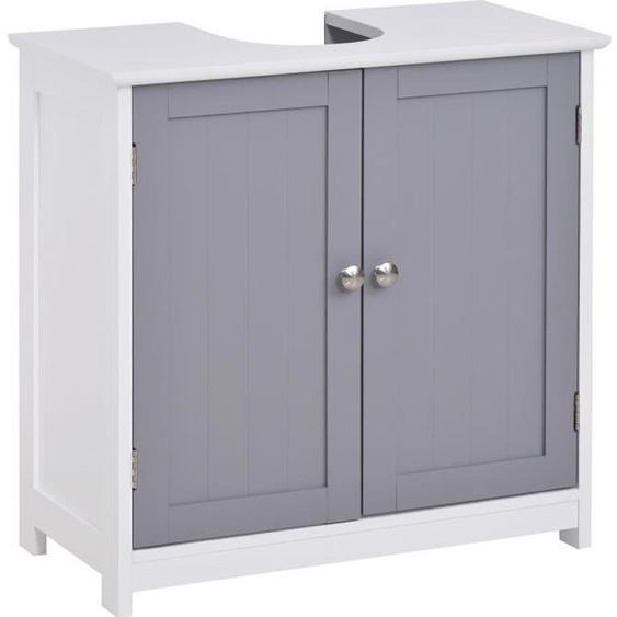 kleankin - Meuble salle de bain - MDF - 60x30x60cm - Gris et blanc