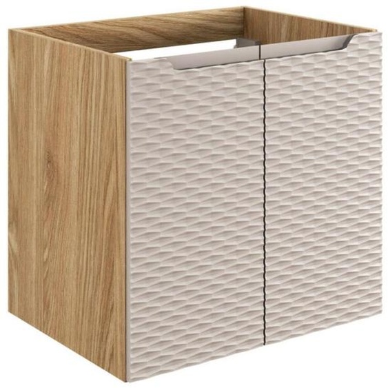 Meuble sous vasque YOKA – Beige et chêne clair 60 cm