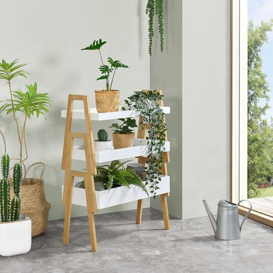 Meuble support pour plantes Hitra lot de 3 bambou naturel blanc