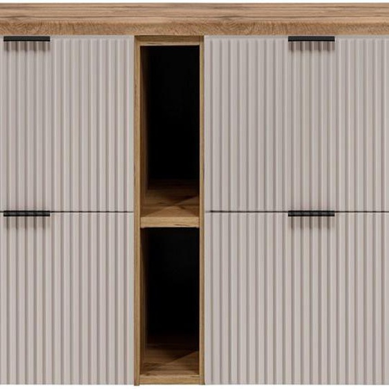 Meuble Sous Vasque Flow Cachemire 140 Cm Avec Létagère - Extension Et Plan Chêne