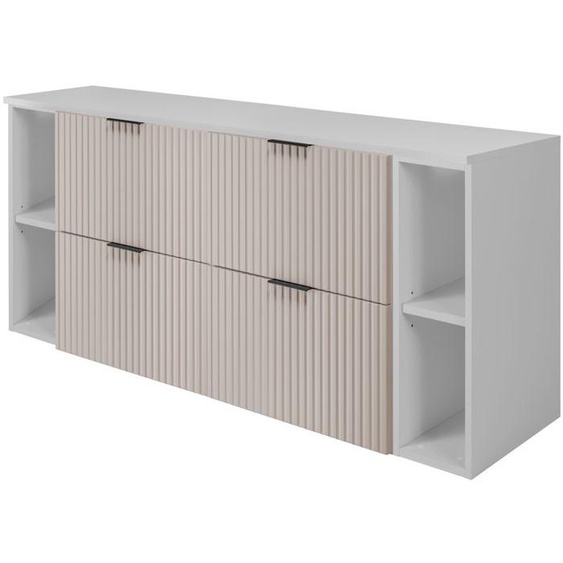 Meuble Sous Vasque Flow Cachemire 160 Cm Avec 2 X Létagères - Extensions Et Plan Blanc