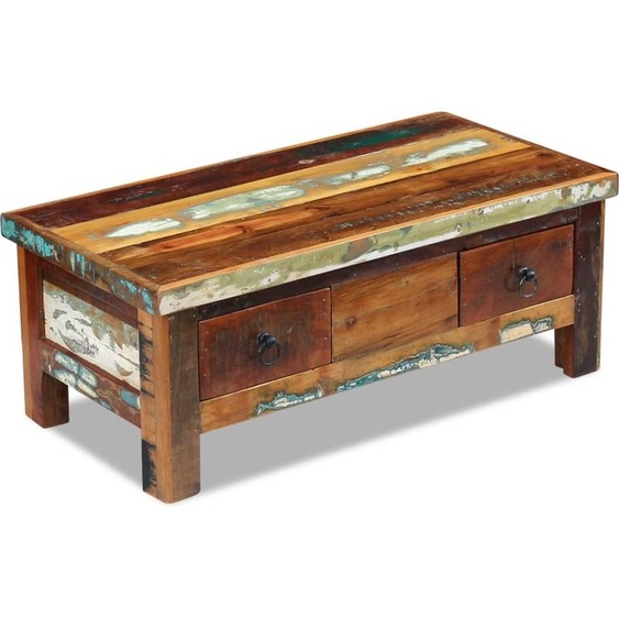 Meuble Table basse avec tiroirs Vieux bois 90x45x35 cm - Table de salon 243321