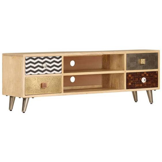 Meuble tele buffet tv television design pratique 120 cm bois massif de manguier