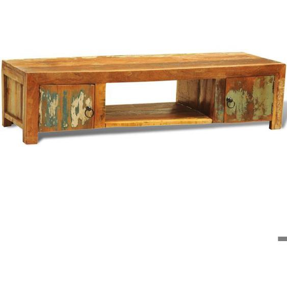 Meuble tele buffet tv television design pratique 2 portes style vintage bois recycle