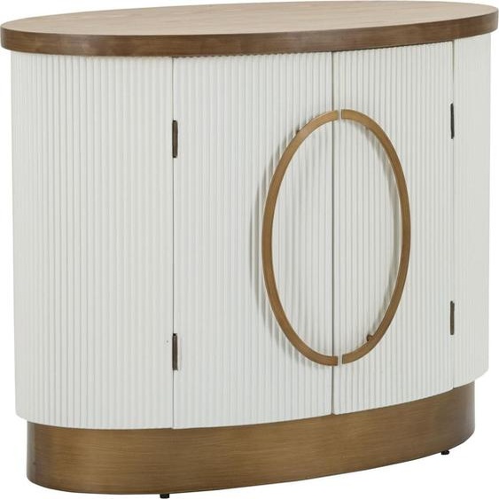 Meuble Tolosa À 2 Portes En Bois Blanc Et Marron Avec Détails Dorés - Style Moderne - Référence : 1428030000