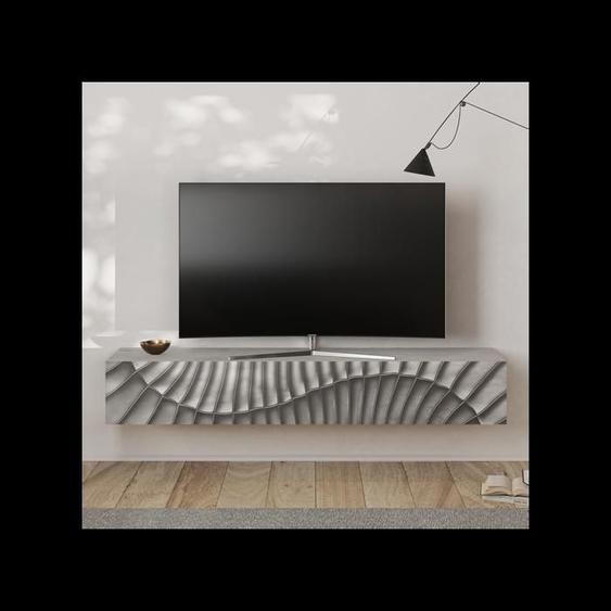 Meuble TV 1 abattant 180 cm Béton - RETTILE - L 180 x l 30 x H 28 cm