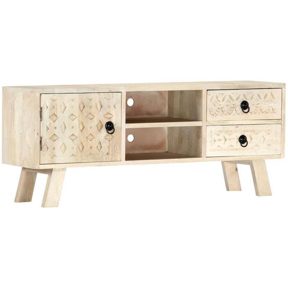 Meuble TV 110x30x44 cm Bois massif de manguier