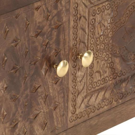 Meuble TV - MOTHINESSTO - 138x30x46 cm - Bois massif de manguier - 2 portes - Style vintage