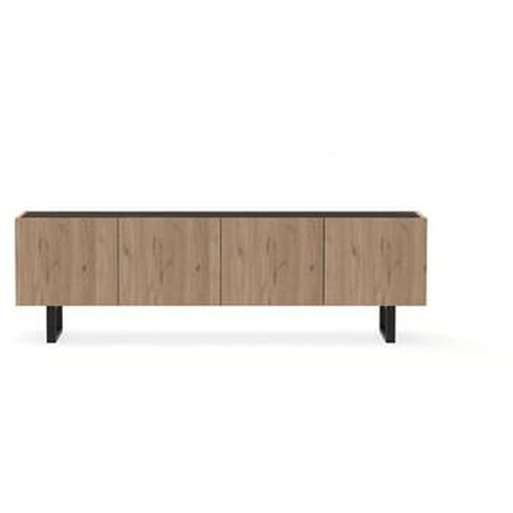 Meuble TV 180 cm OPERA effet chêne et effet marbre noir