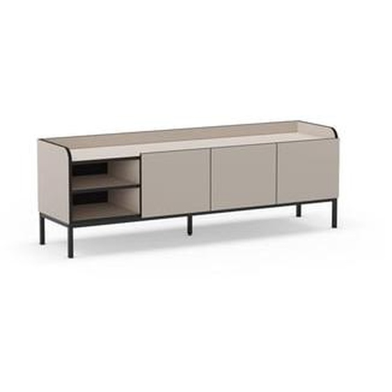 Meuble TV 2 portes 2 niches 160 cm AURIANE pieds métal noir
