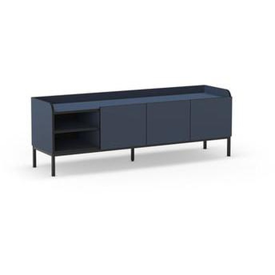 Meuble TV 2 portes 2 niches 160 cm AURIANE pieds métal noir