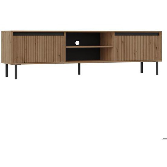 Meuble TV 2 tiroirs - OSAKA - 179 cm - chêne evoke