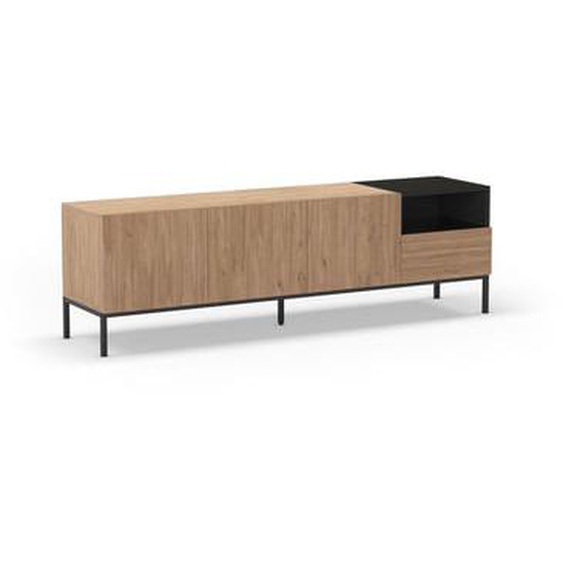 Meuble TV 3 portes 1 tiroir 180 cm CECILIA effet chêne