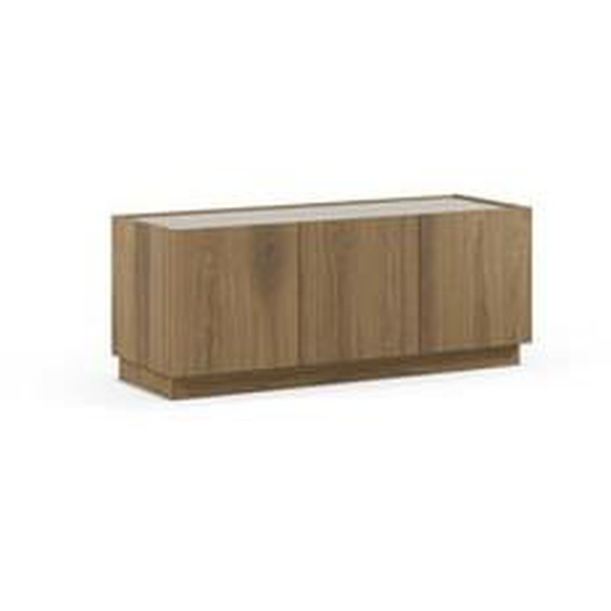 Meuble TV 3 portes 120 cm MARION effet chêne et travertin