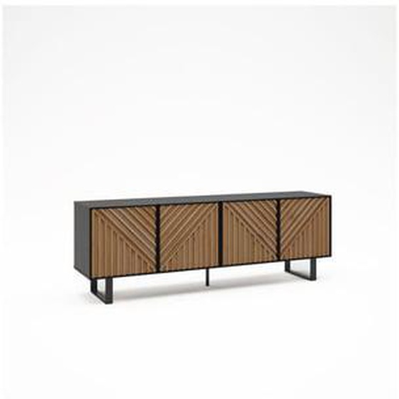 Meuble TV 4 portes 161 cm ALAIA effet chêne