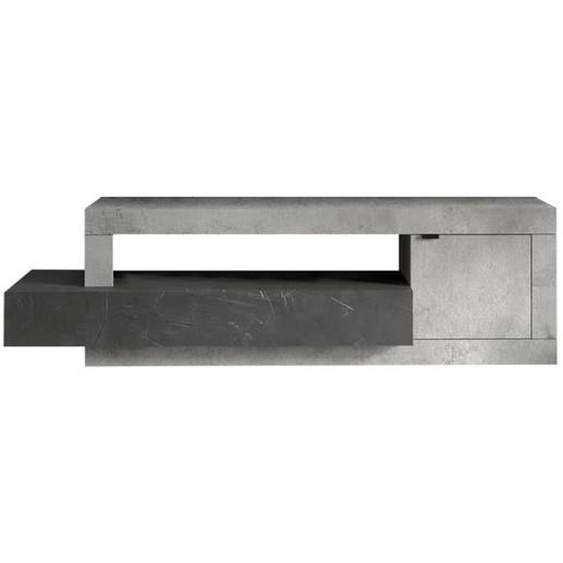 Meuble TV - ALTOBUY - Liberta Béton - 1 porte - 1 tiroir - Aspect Béton et Pierre Grise Anthracite