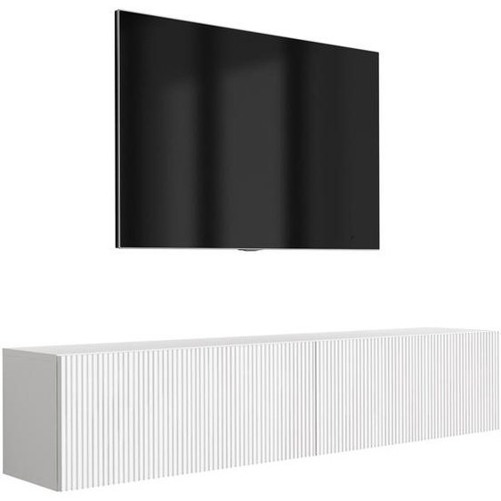 Meuble TV avec façades rainurées, blanc mat, 170 × 32 × 33,6 cm