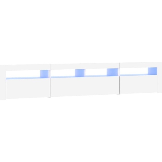 Meuble TV avec lumières LED Blanc 210x35x40 cm